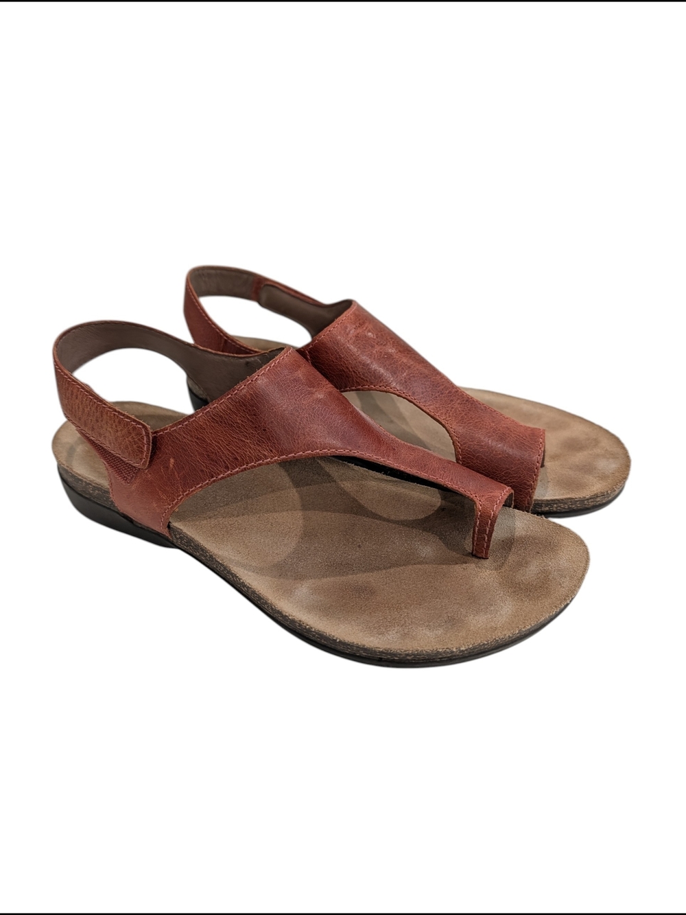 Dansko Reece Womens 37 6.5-7 Orange Brown Leather Toe Loop Slingback Sandals